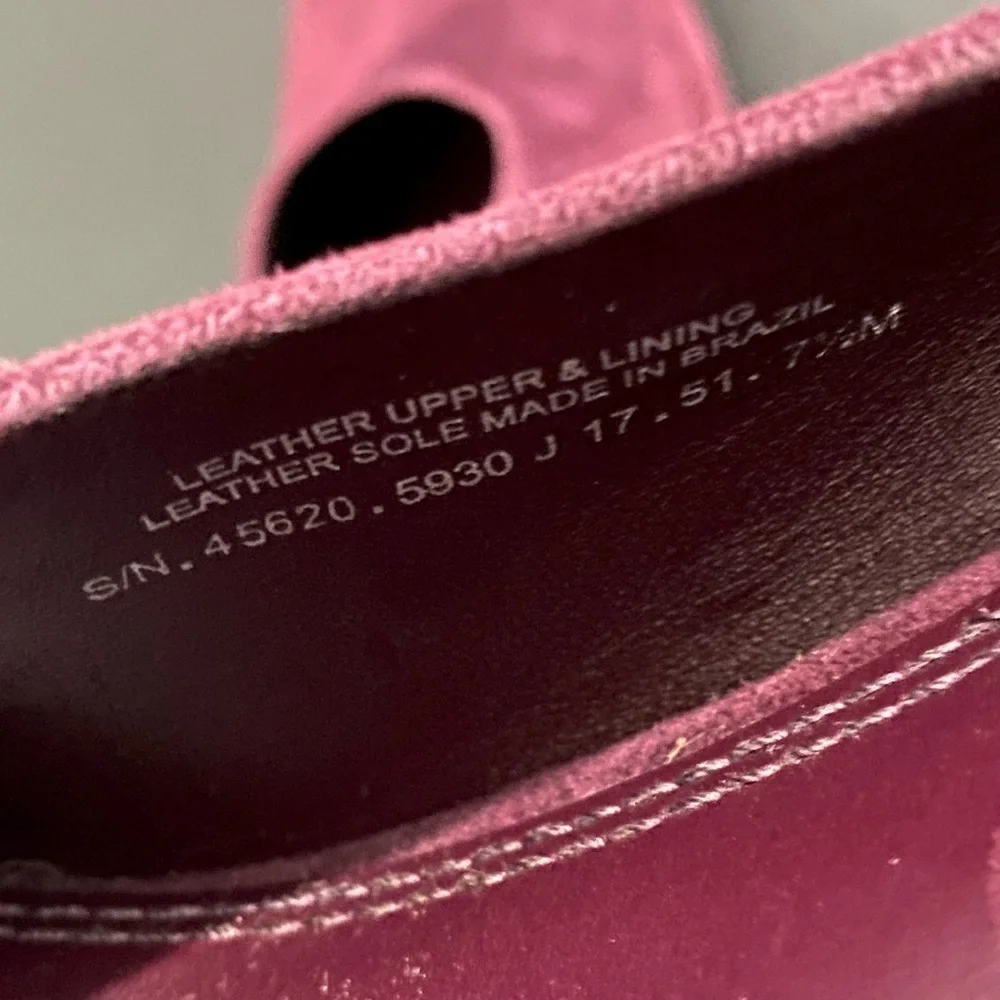 Tory Burch Leather Suede Chunky Block Heel Pumps Size 7.5 Burgandy